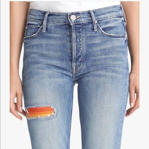 MOTHER Brand New Mid Rise Dazzler Ankle Fray